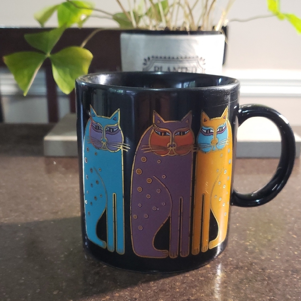 Vintage Laurel Burch Simamese Black Mug Japan Collectible Rare